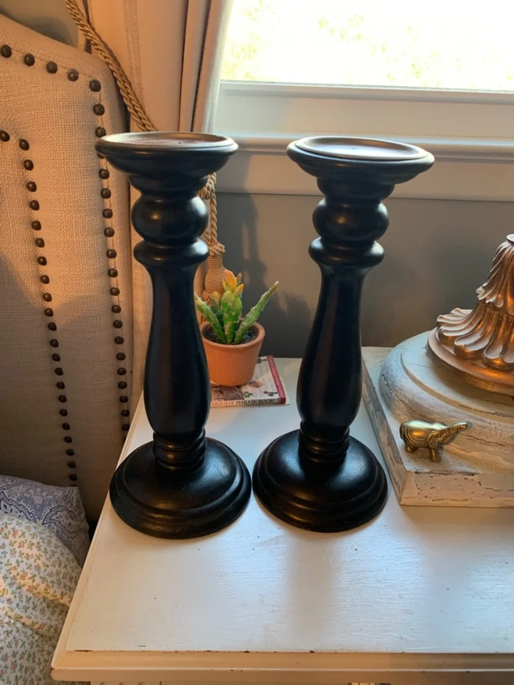 Classic Wooden Candlestick Pair - Home Accents